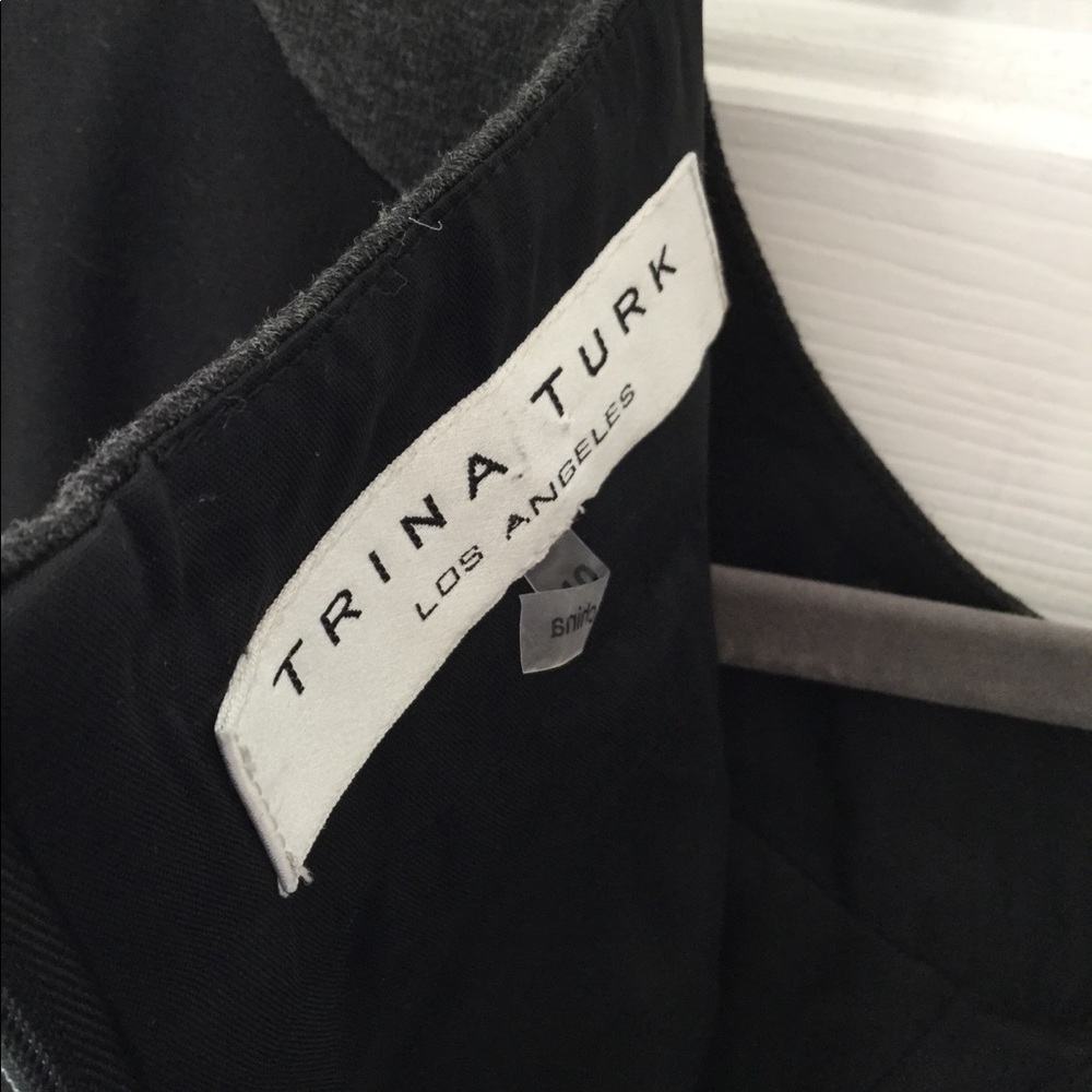 Trina Turk 10 Black/Gray Cap Sleeve Dress - Picture 6 of 6